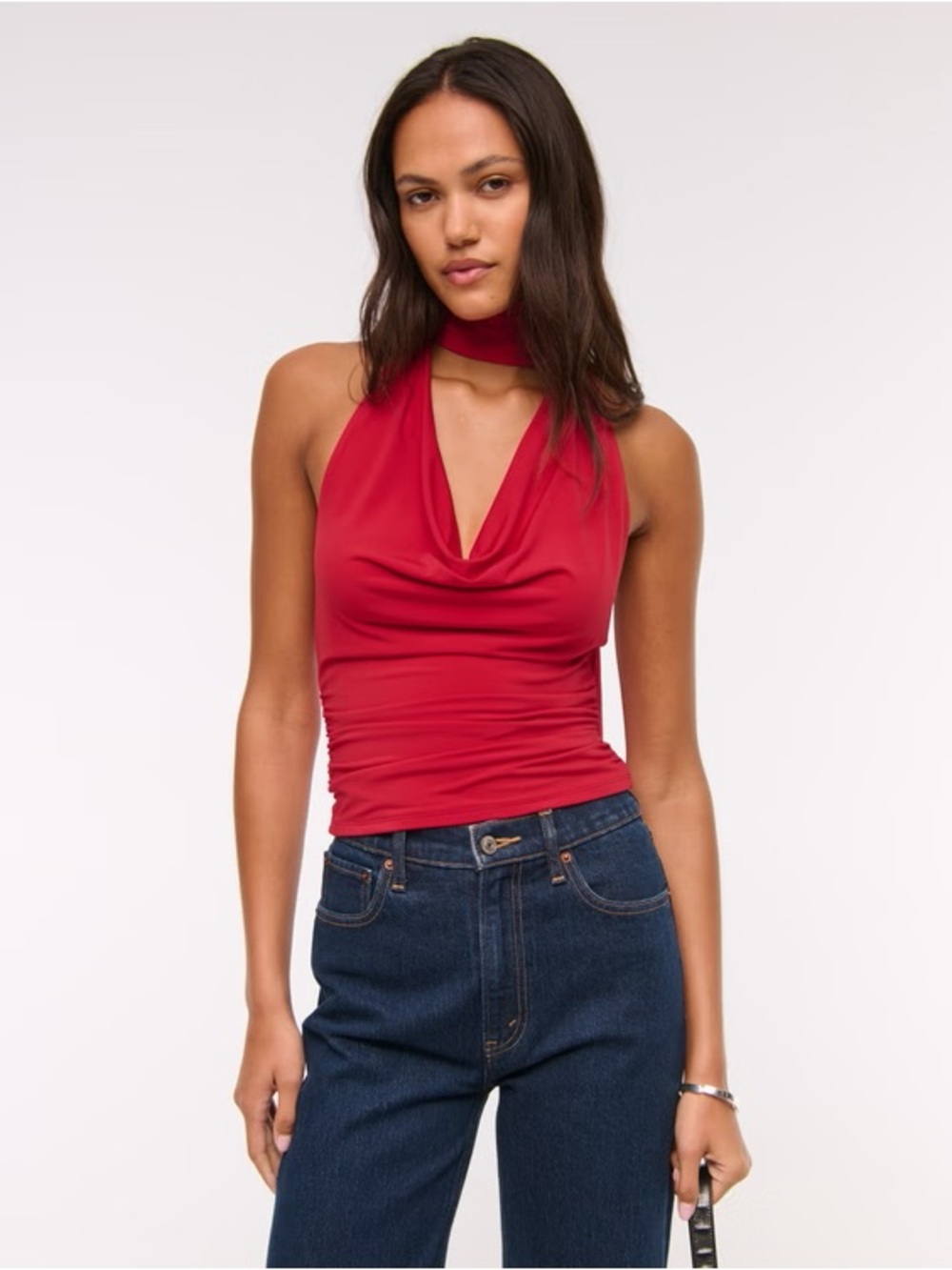 Abercrombie and Fitch Red Cowl Neck Top